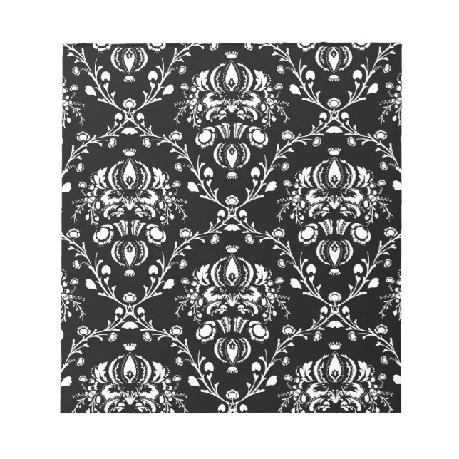 Black and White Damask Notepad (Front)