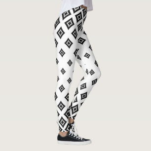 Black and White Damask Pattern Leggings