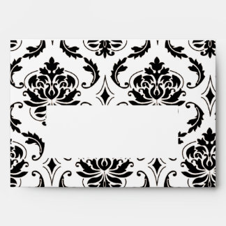 Black and White Damask Pattern Print A7 Envelope