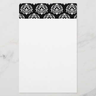 Black and White Damask Pattern Stationery