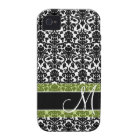 Black and White Damask Pattern with Monogram