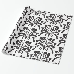 Black and White damask pattern Wrapping Paper