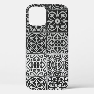 Black and white damask patterns iPhone 12 case