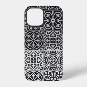 Black and white damask patterns iPhone 12 case