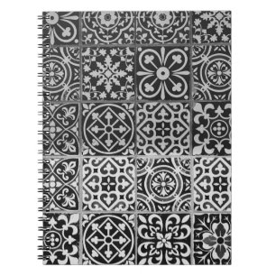Black and white damask patterns notebook