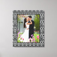 Black and White Damask Photo Frame Canvas Print