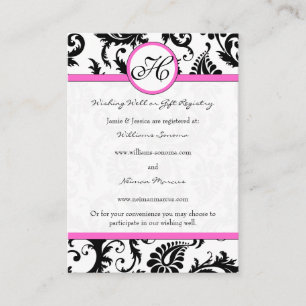 Black and White Damask Pink Trim Wishing Well Enclosure Card