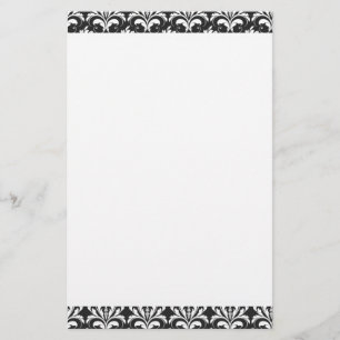 Black and White Damask Plain Stationery