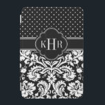 Black and White Damask Polka Dots Monogram iPad Mini Cover<br><div class="desc">Chic modern stylish iPad case design features a mix of preppy polka dots and elegant vintage damask patterns personalised with your monogram initials or name in a quatrefoil frame. Click Customise It to change monogram font and colours to create your own unique one of a kind design!</div>