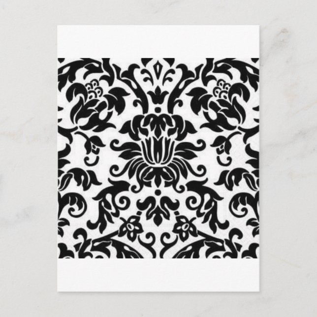 Black and White Damask Postcard (Front)