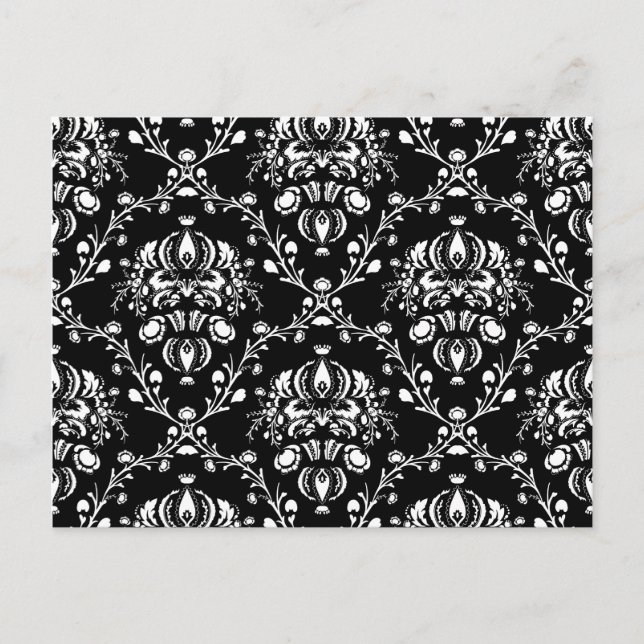 Black and White Damask Postcard (Front)