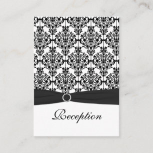 Black and White Damask Reception Card
