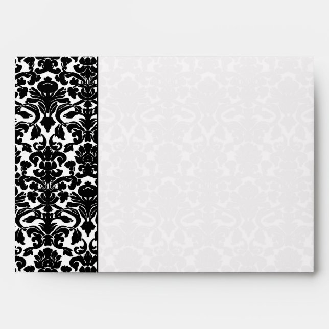 Black and White Damask Return Address A7 Envelope (Front)