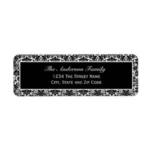 Black and White Damask Return Address Label
