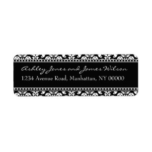 Black and White Damask Return Address Labels