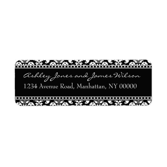 Black and White Damask Return Address Labels