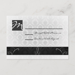 Black and White Damask RSVP Card
