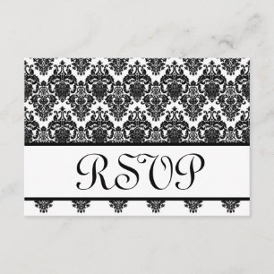 Black and White Damask RSVP Wedding Response