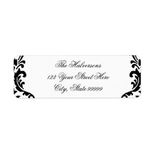 Black and White Damask Swirls Address Labels