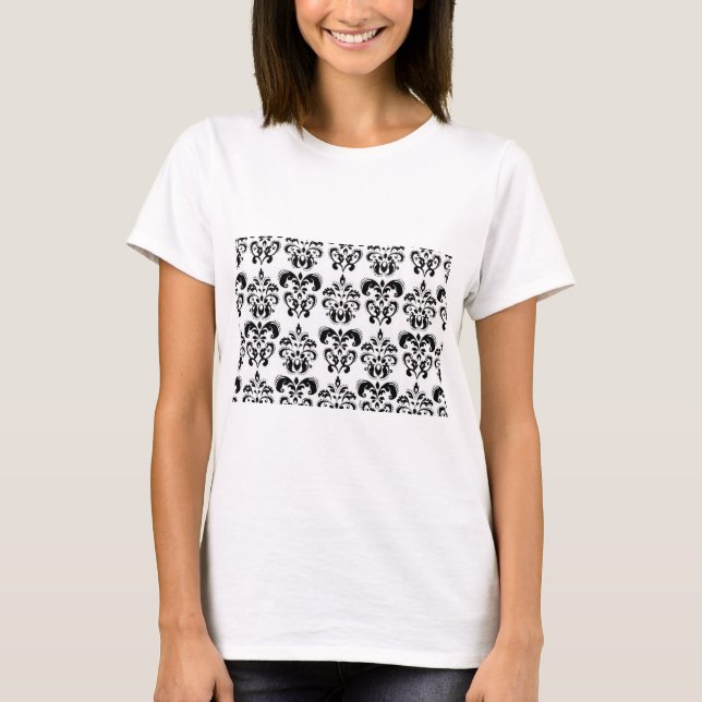 BLACK AND WHITE DAMASK T-Shirt (Front)