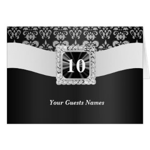 Black and white damask table number