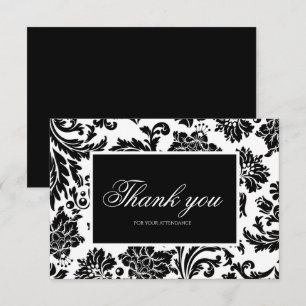 Black and white damask thank you card