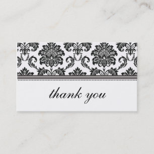 Black and White Damask Thank You Card