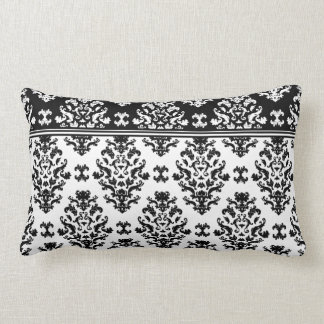 Black and White Damask Throw Pillow