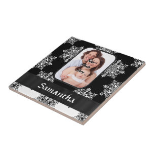 Black and white damask tile