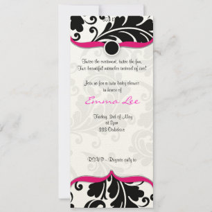 Black and white  Damask Twin babyshower with pink Invitation