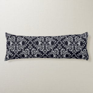 Black and White Damask Vintage Style Body Cushion
