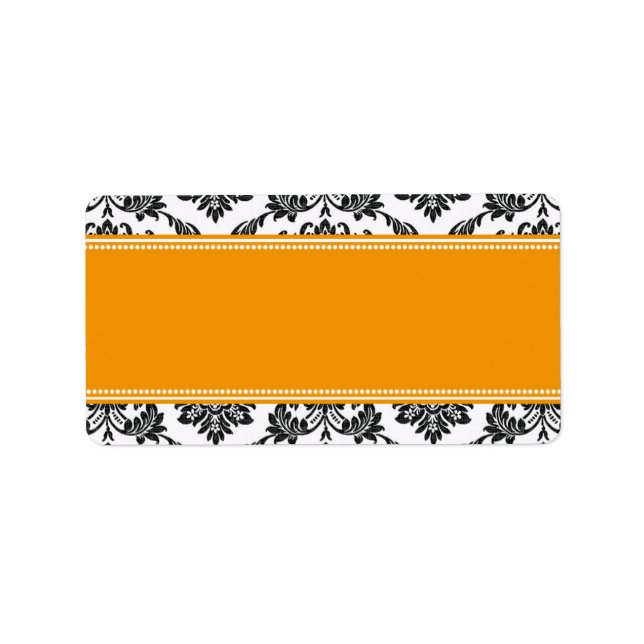 Black and White Damask Wedding Address Labels (Front)