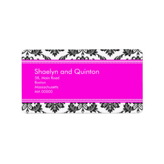 Black and White Damask Wedding Address Labels