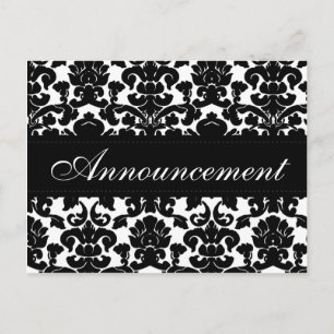 Black and White Damask Wedding Cancellation Card