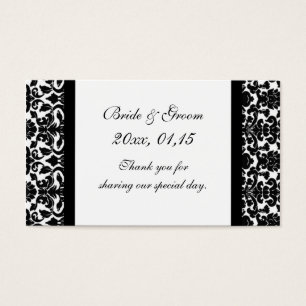 Black and White Damask Wedding Favour Tags