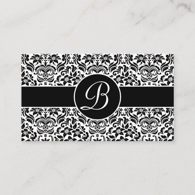 Black and White Damask Wedding Gift Registry Cards (Front)