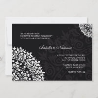 Black and White Damask Wedding Invitation