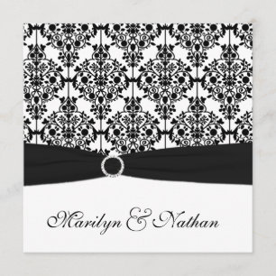 Black and White Damask Wedding Invitation