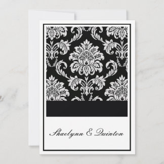 Black and White Damask Wedding Invitation