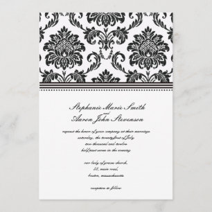 Black and White Damask Wedding Invitation