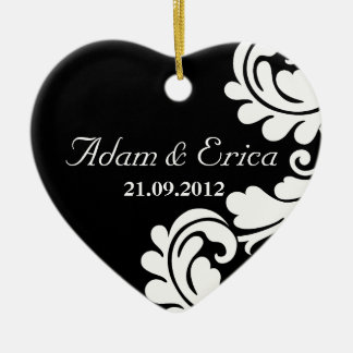 Black and white Damask Wedding Ornaments