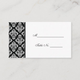 Black and White Damask Wedding Placecards