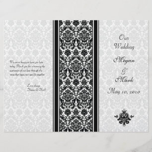 Black and White Damask Wedding Program