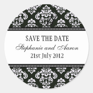 Black and White Damask Wedding Sticker