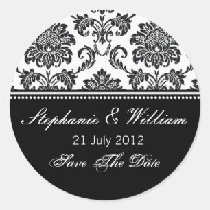 Black and White Damask Wedding Sticker