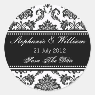 Black and White Damask Wedding Sticker