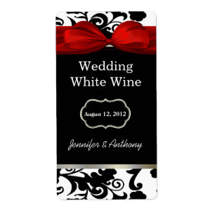 Black and White Damask Wedding Wine Labels