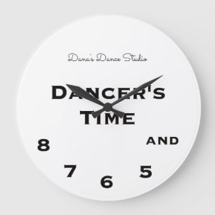 Black and white Dancer's Time 5, 6, 7 and 8 Large Clock