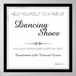 Black and White Dancing Shoes Wedding Sign