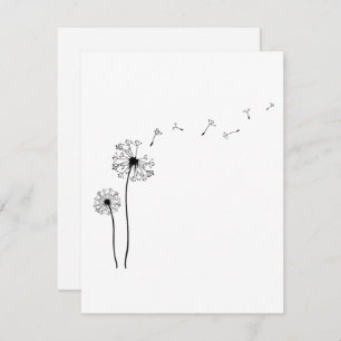Black and White Dandelion Blowing in the Wind Card